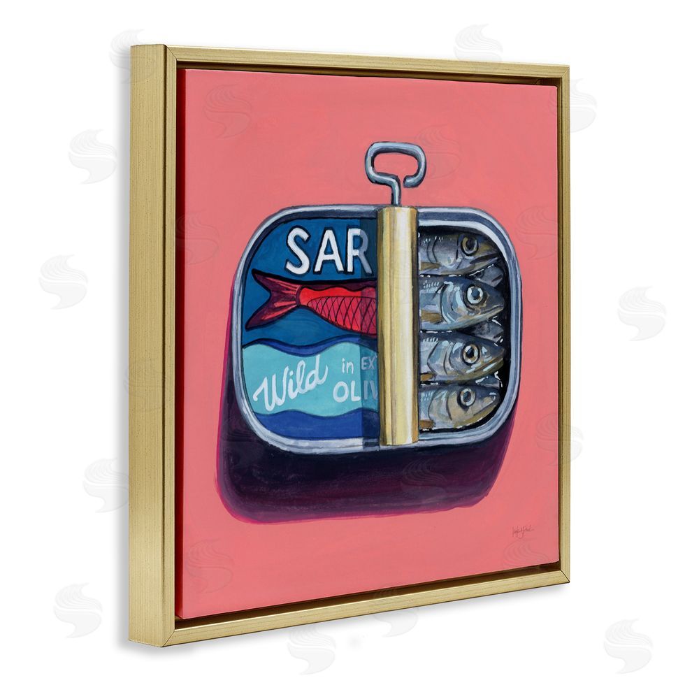 Kate Jarvik Birch Wild Sardines on Pink Gold Floating Frame Canvas Wall Art Print