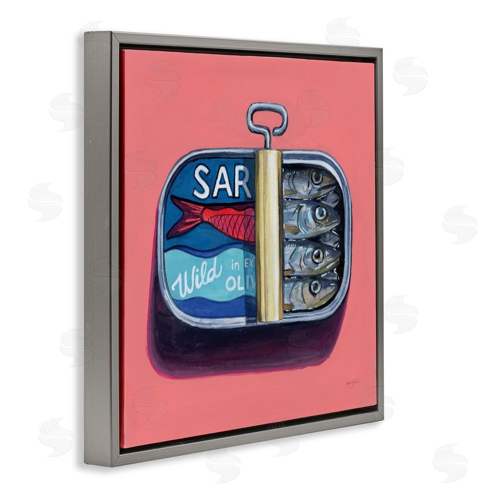 Kate Jarvik Birch Wild Sardines on Pink Gray Floating Frame Canvas Wall Art Print