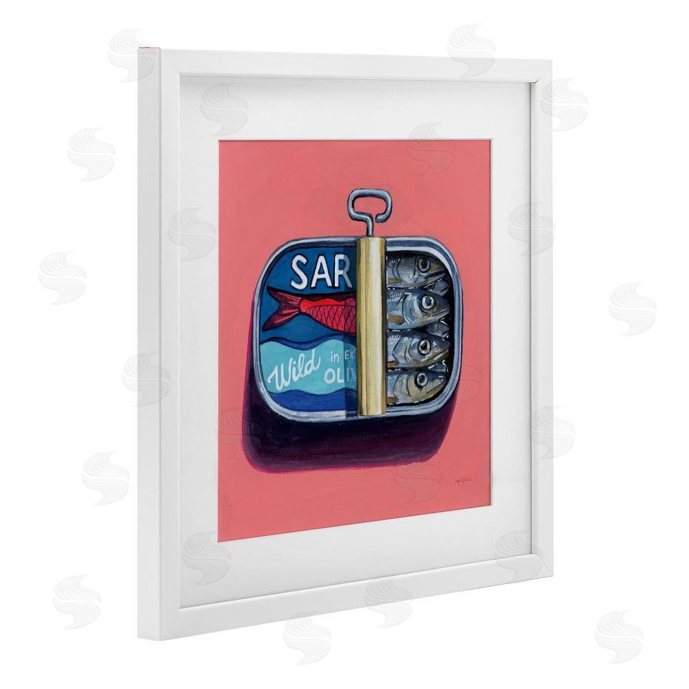 Kate Jarvik Birch Wild Sardines on Pink White Framed Print Under Glass Wall Art