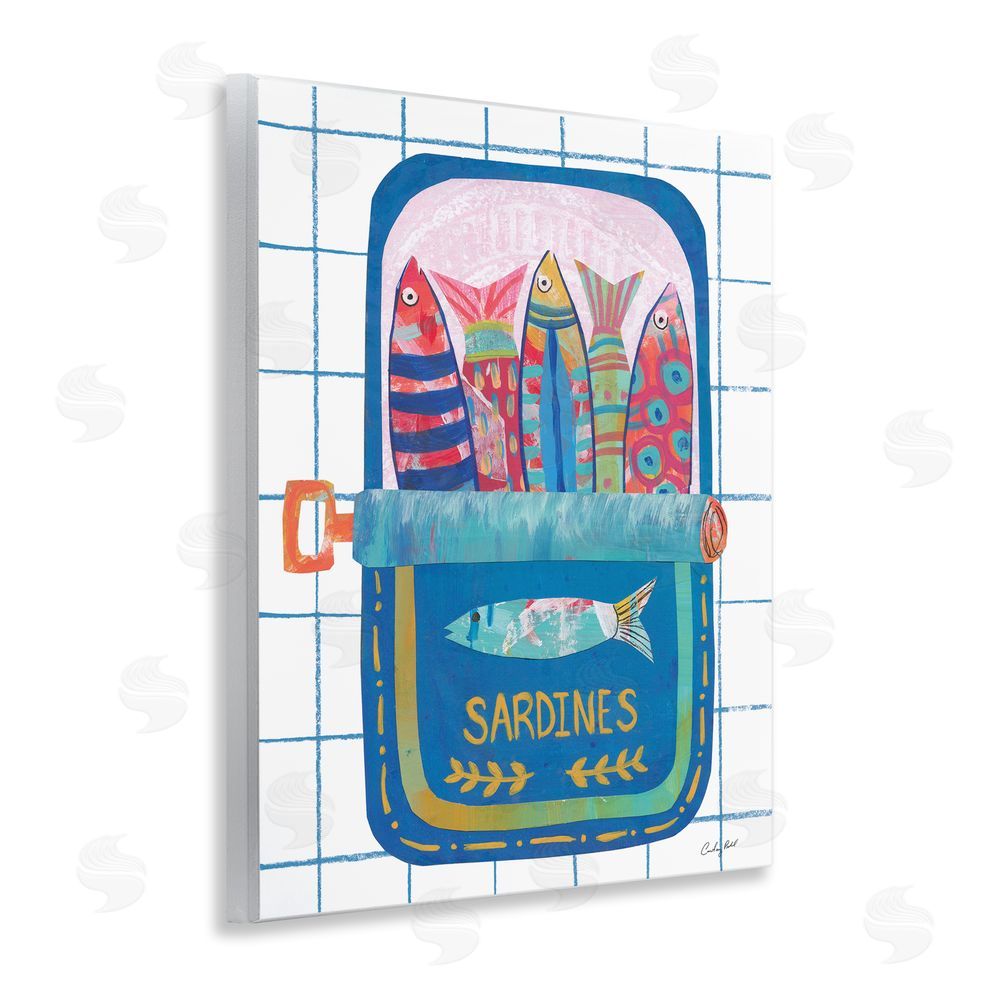 Courtney Prahl Silly Sardines Blue Tin Wall Plaque Art Print