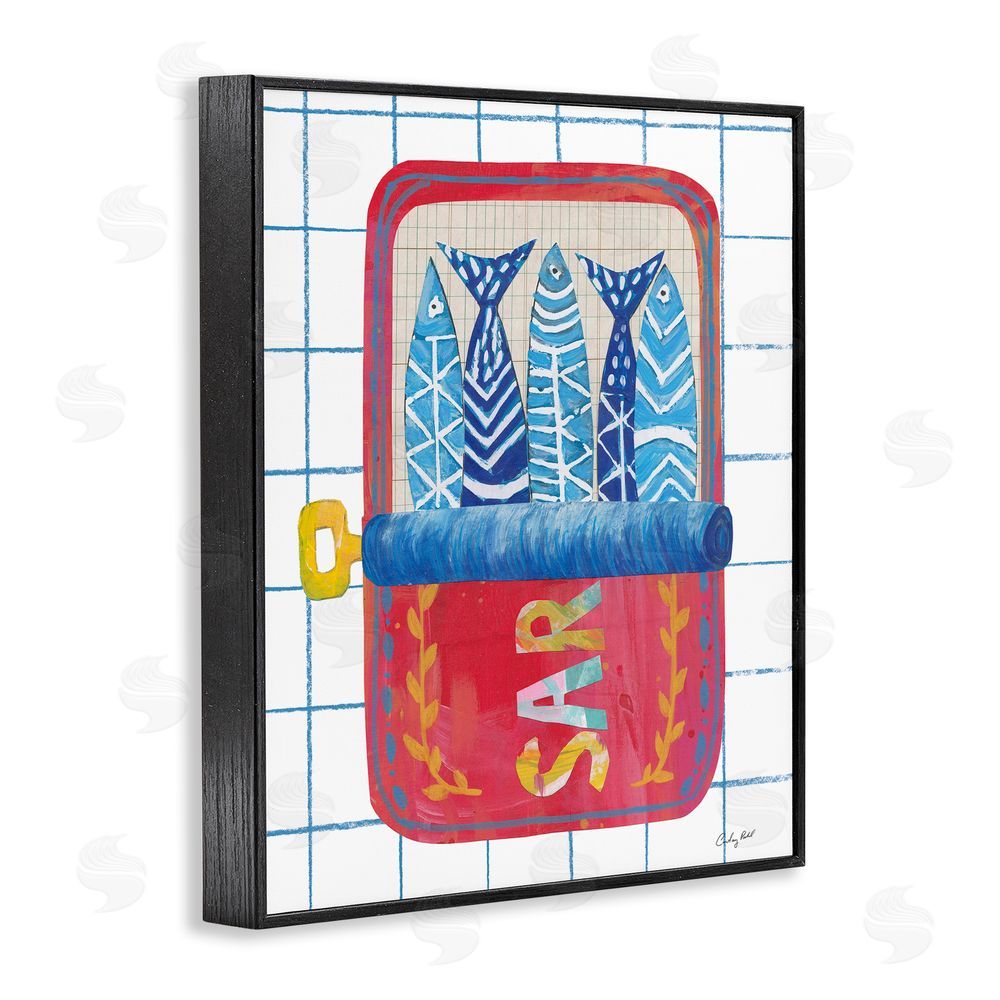 Courtney Prahl Silly Sardines Red Tin Black Framed Giclee Wall Art Print