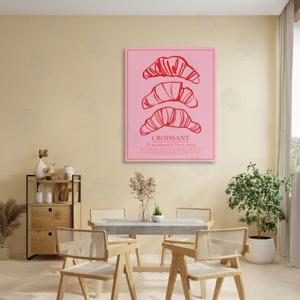 Jenaya Jackson Croissant Breakfast Pastry Stretched Canvas Wall Art in Room