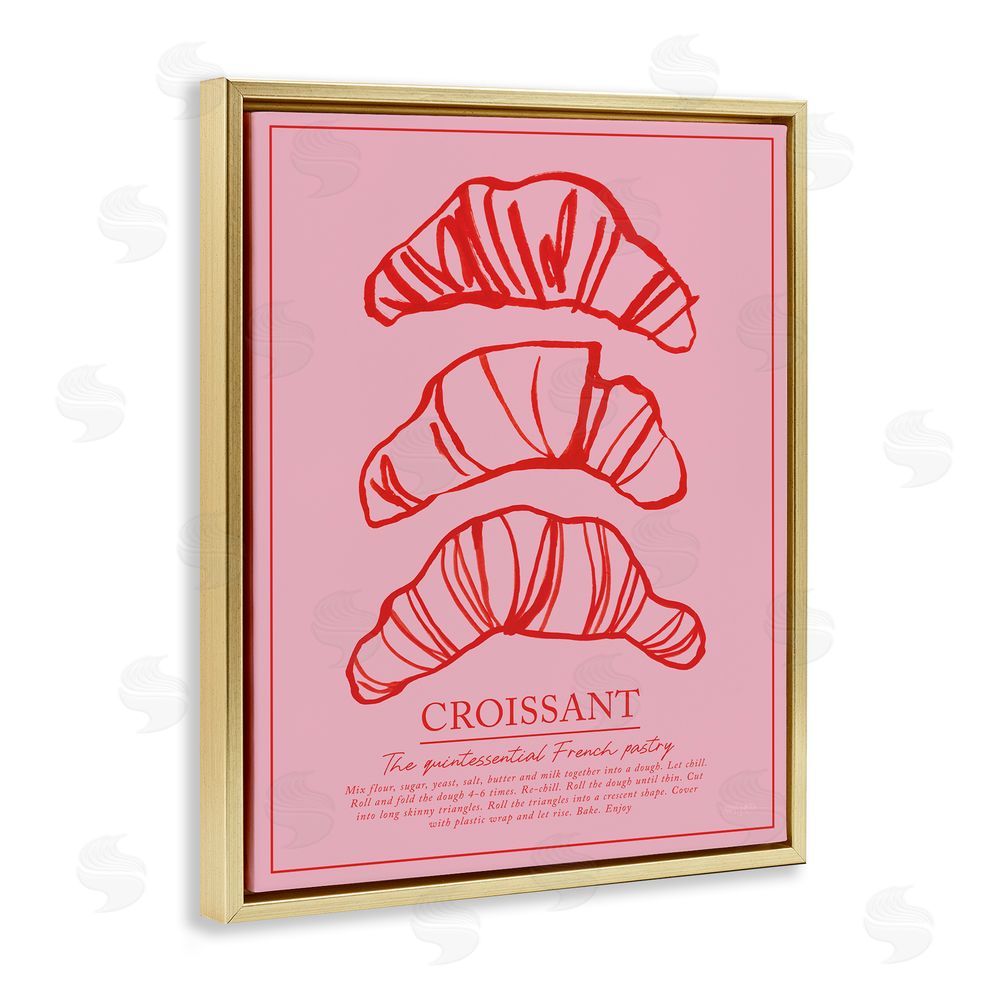 Jenaya Jackson Croissant Breakfast Pastry Gold Floating Frame Canvas Wall Art Print