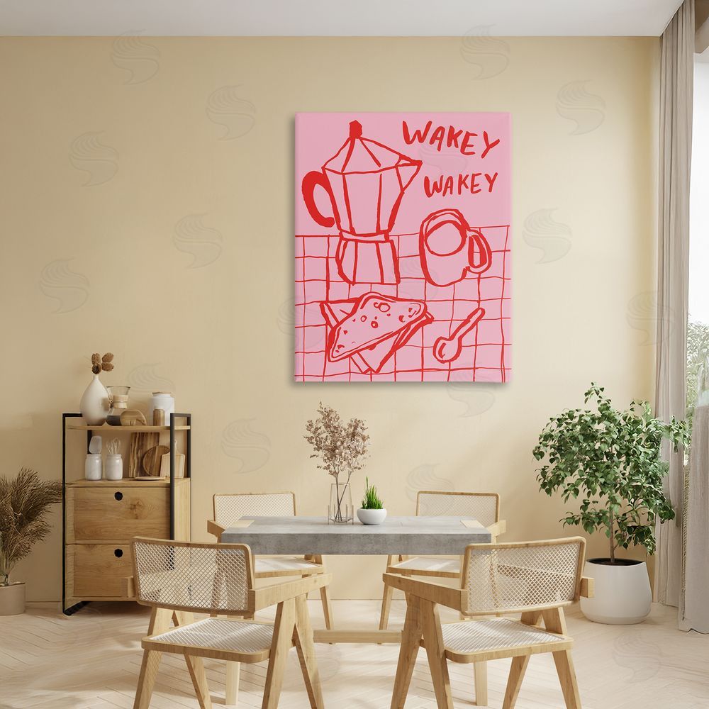 Jenaya Jackson Wakey Breakfast Doodles Stretched Canvas Wall Art in Room