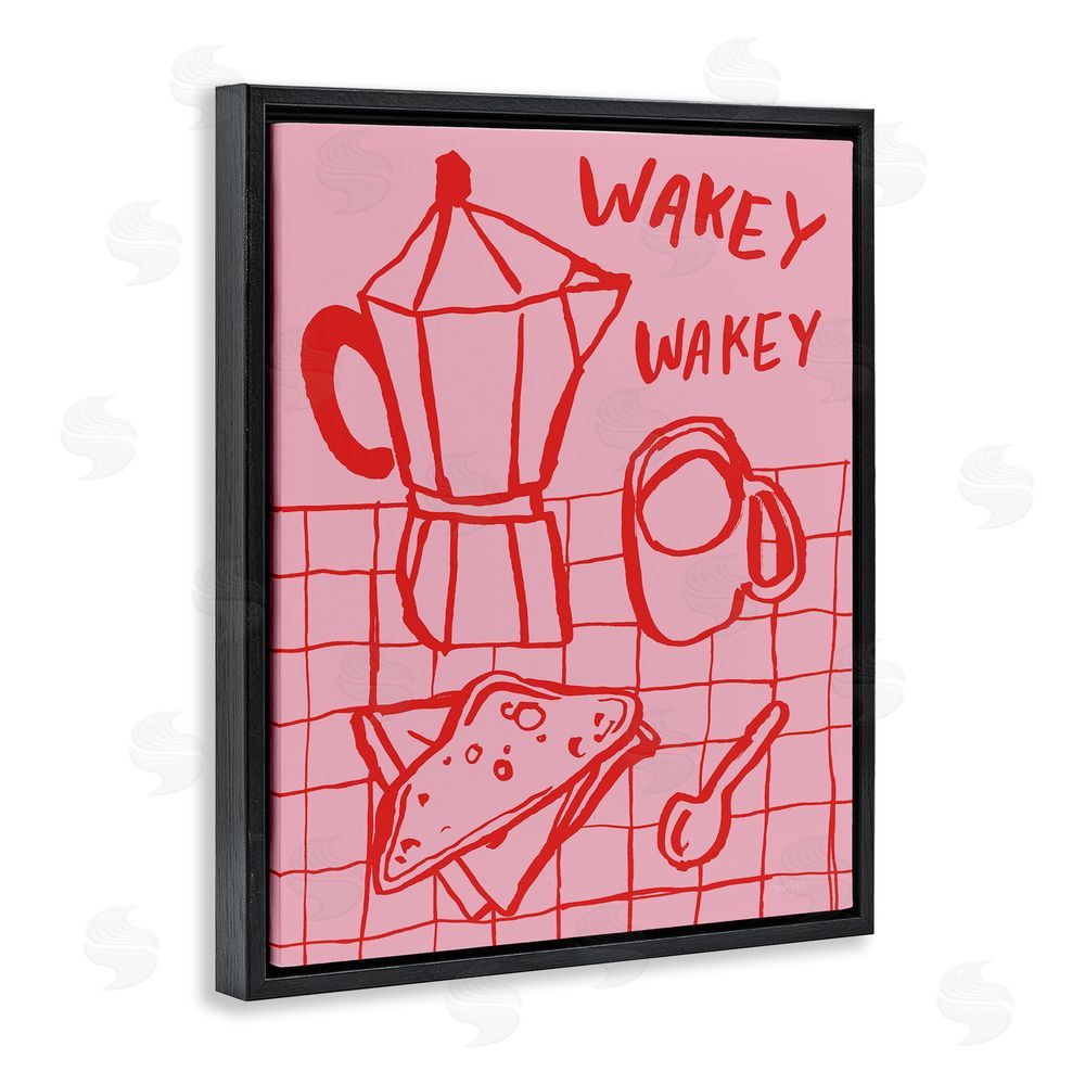 Jenaya Jackson Wakey Breakfast Doodles Black Floating Frame Canvas Wall Art Print