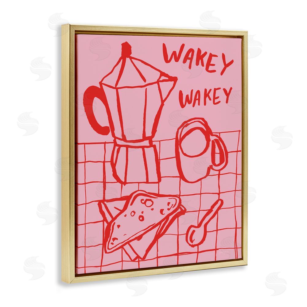 Jenaya Jackson Wakey Breakfast Doodles Gold Floating Frame Canvas Wall Art Print