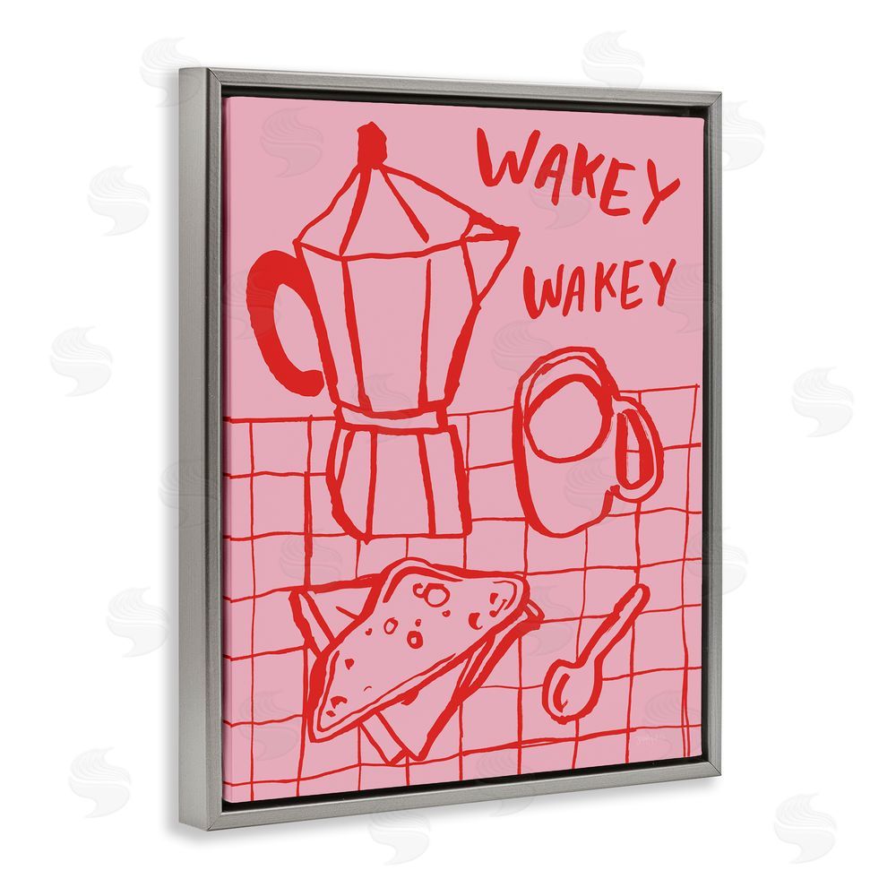Jenaya Jackson Wakey Breakfast Doodles Gray Floating Frame Canvas Wall Art Print