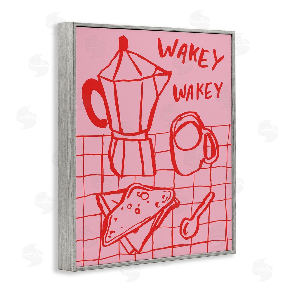 Jenaya Jackson Wakey Breakfast Doodles Gray Framed Giclee Wall Art Print