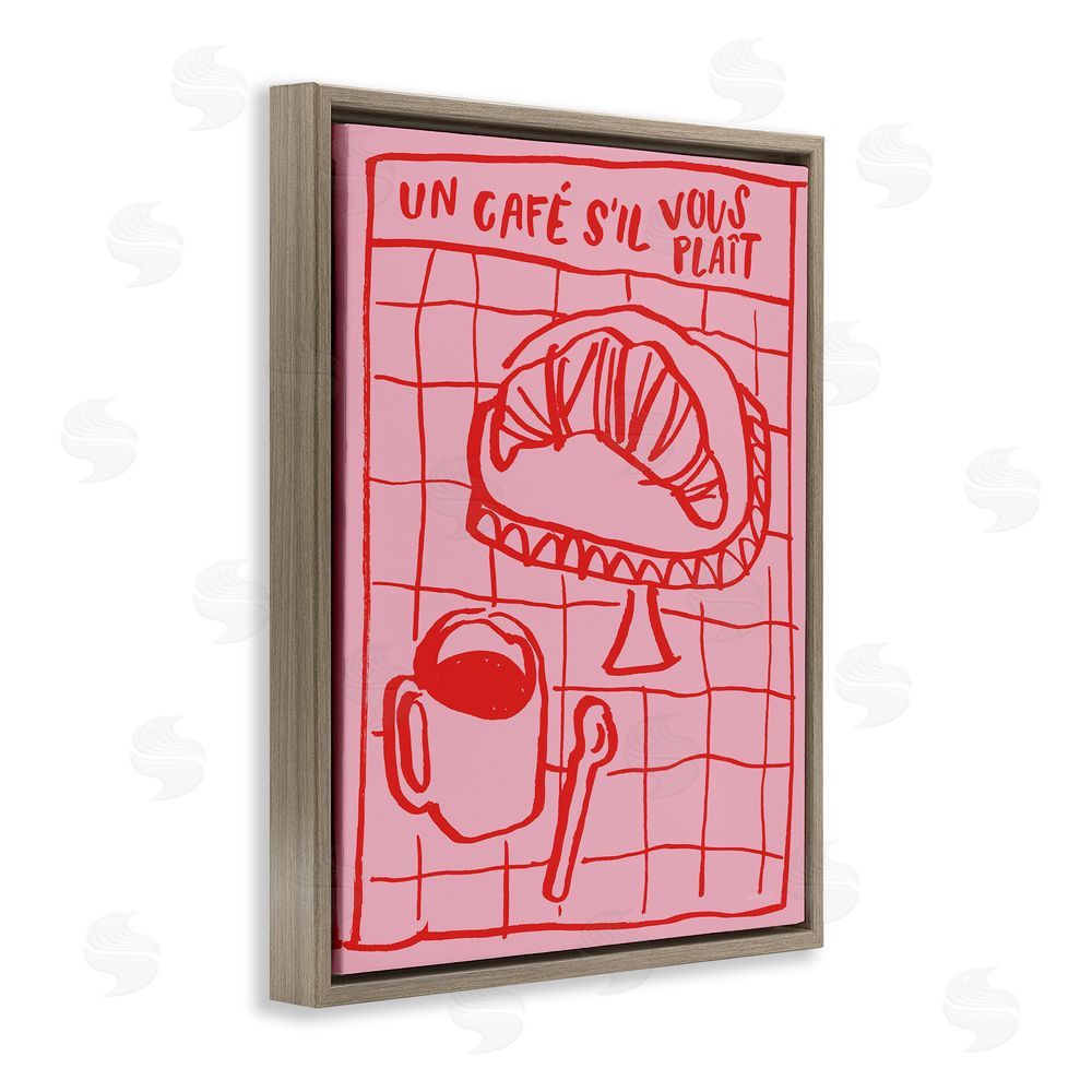 Jenaya Jackson Cafe Brunch Doodles Brown Floating Frame Canvas Wall Art Print