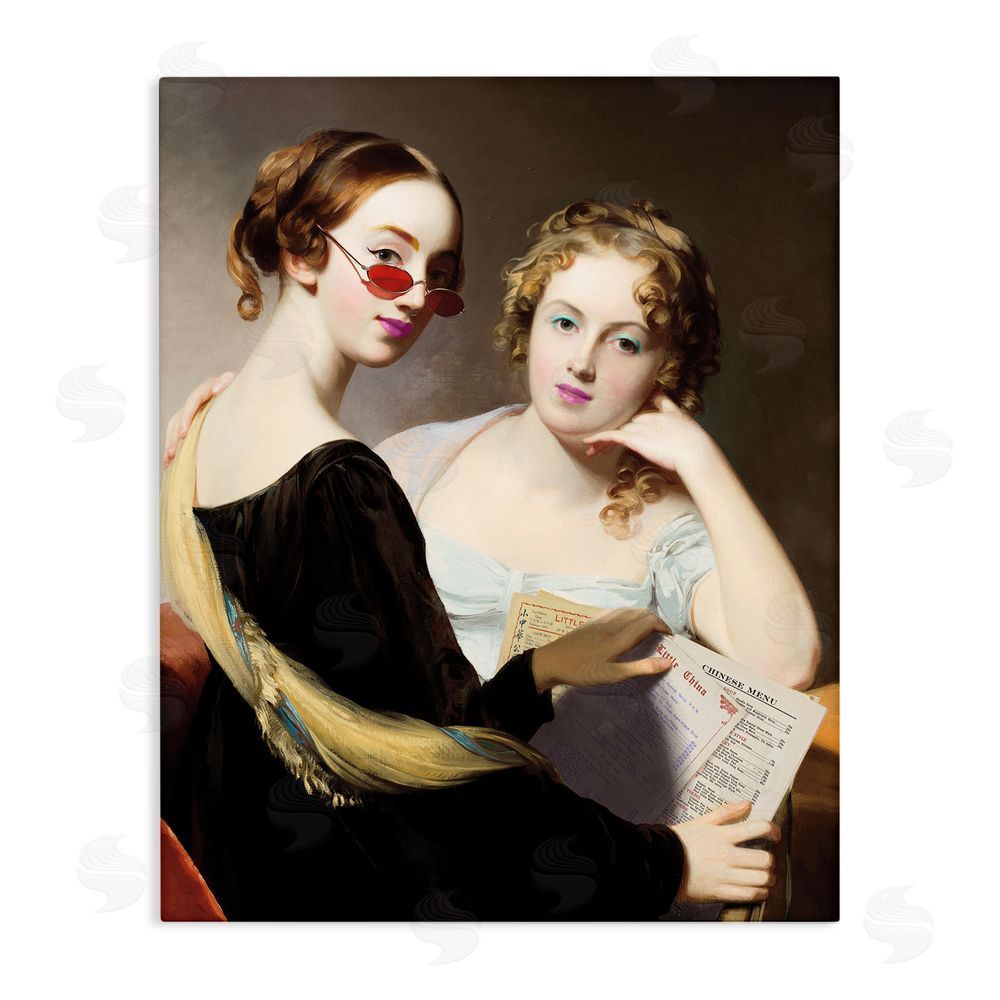 Wild Apple Portfolio Vintage Ladies Ordering Takeout Stretched Canvas Wall Art Print