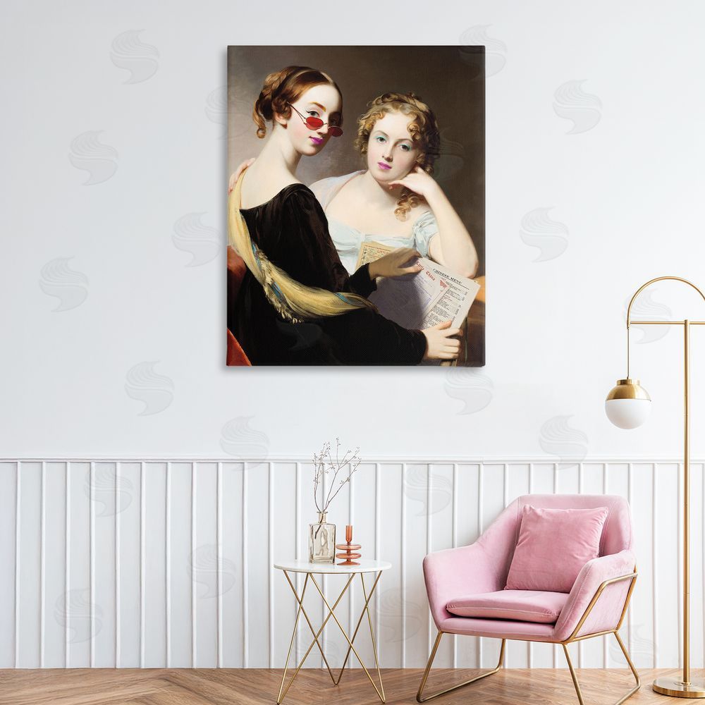 Wild Apple Portfolio Vintage Ladies Ordering Takeout Stretched Canvas Wall Art in Room