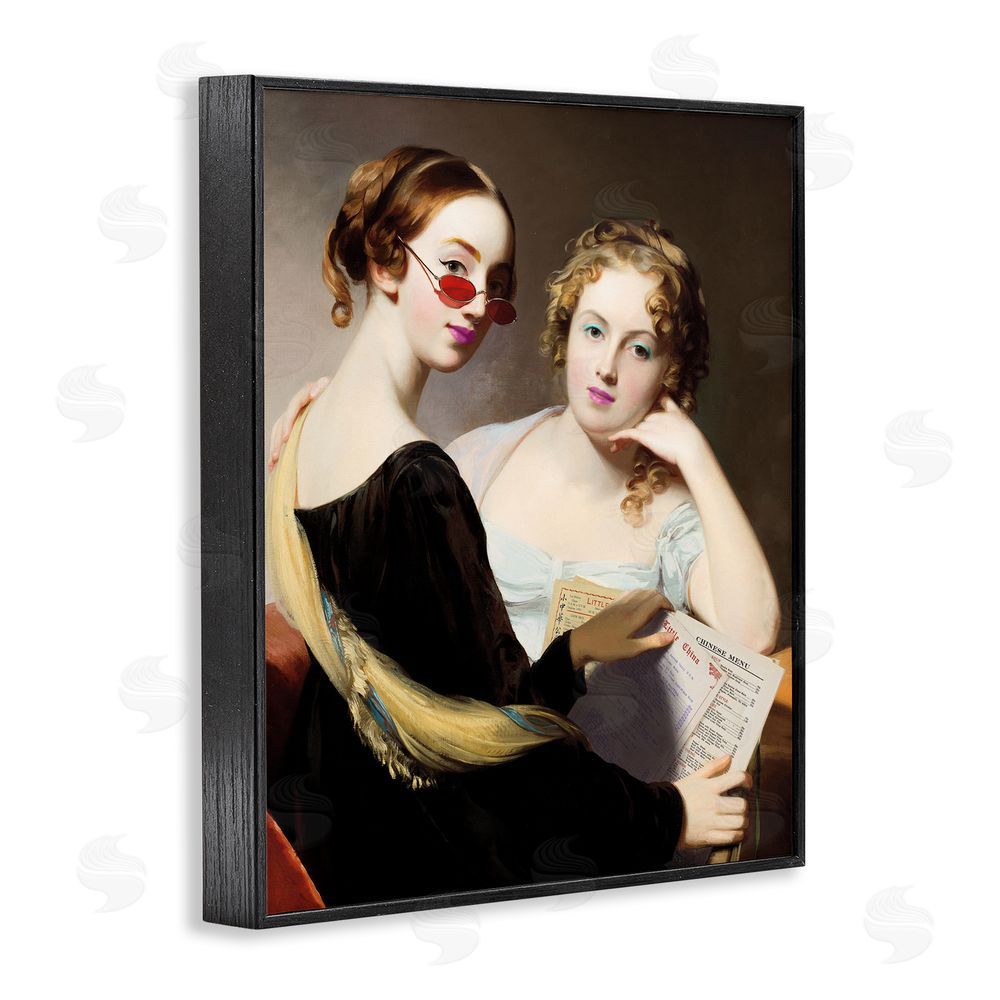 Wild Apple Portfolio Vintage Ladies Ordering Takeout Black Framed Giclee Wall Art Print