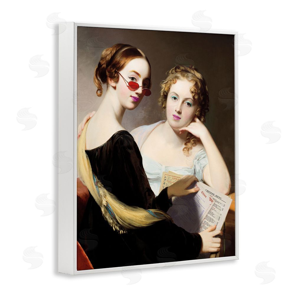 Wild Apple Portfolio Vintage Ladies Ordering Takeout White Framed Giclee Wall Art Print