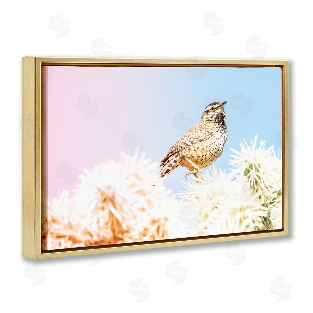 Nathan Larson Desert Song Bird Gold Floating Frame Canvas Wall Art Print