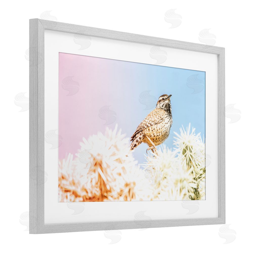 Nathan Larson Desert Song Bird Gray Framed Print Under Glass Wall Art