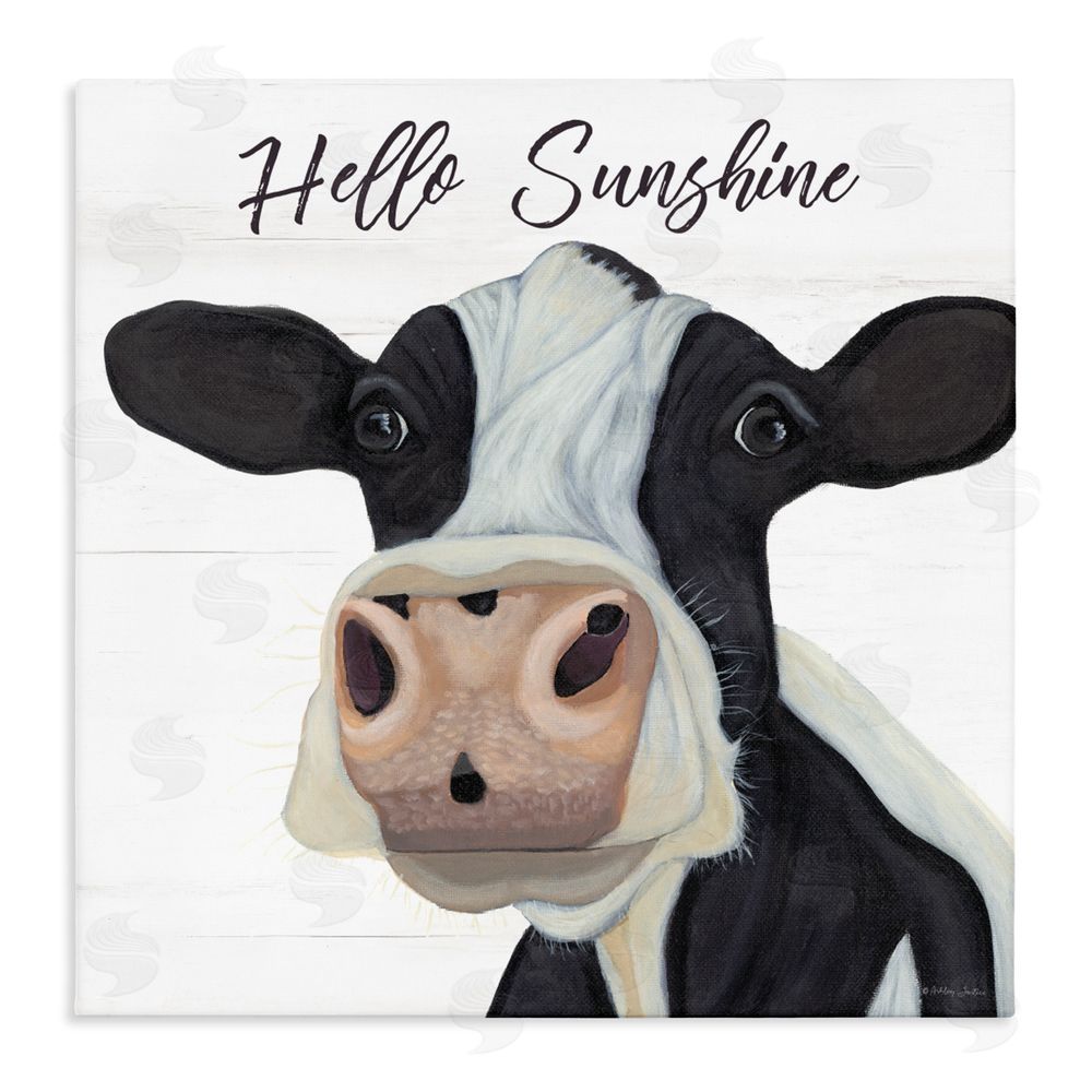 Ashley Justice Hello Sunshine Country Cow Stretched Canvas Wall Art Print