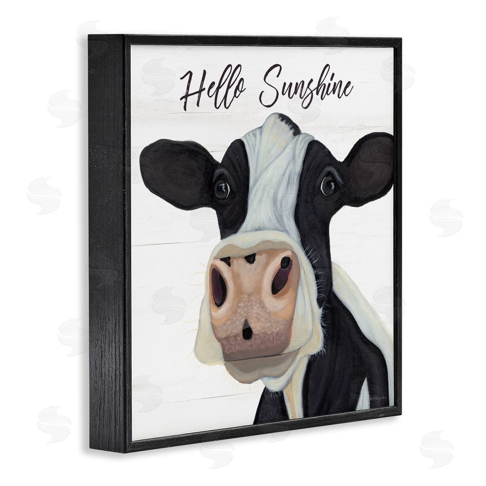 Ashley Justice Hello Sunshine Country Cow Black Framed Giclee Wall Art Print