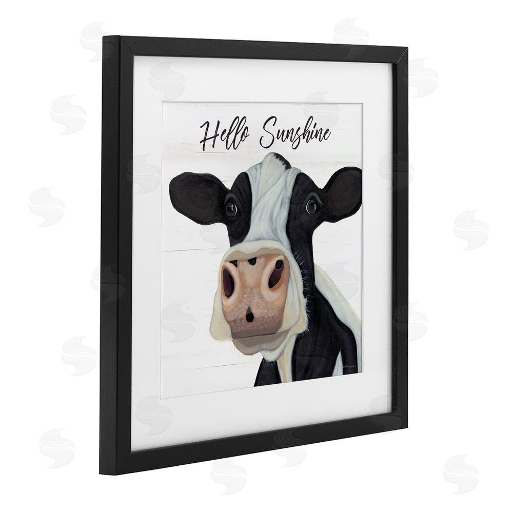 Ashley Justice Hello Sunshine Country Cow Black Framed Print Under Glass Wall Art