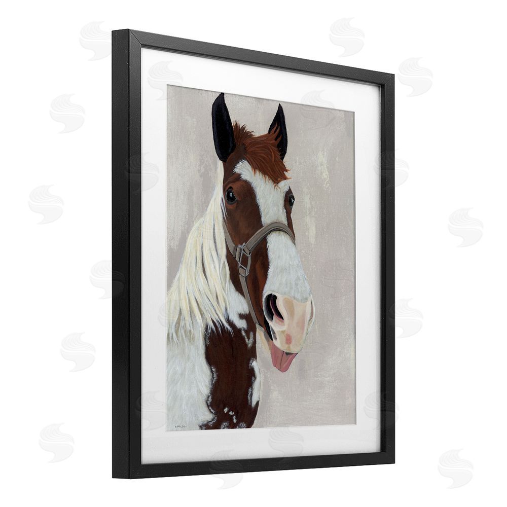 Ashley Justice Henry Horse Funny Tongue Black Framed Print Under Glass Wall Art