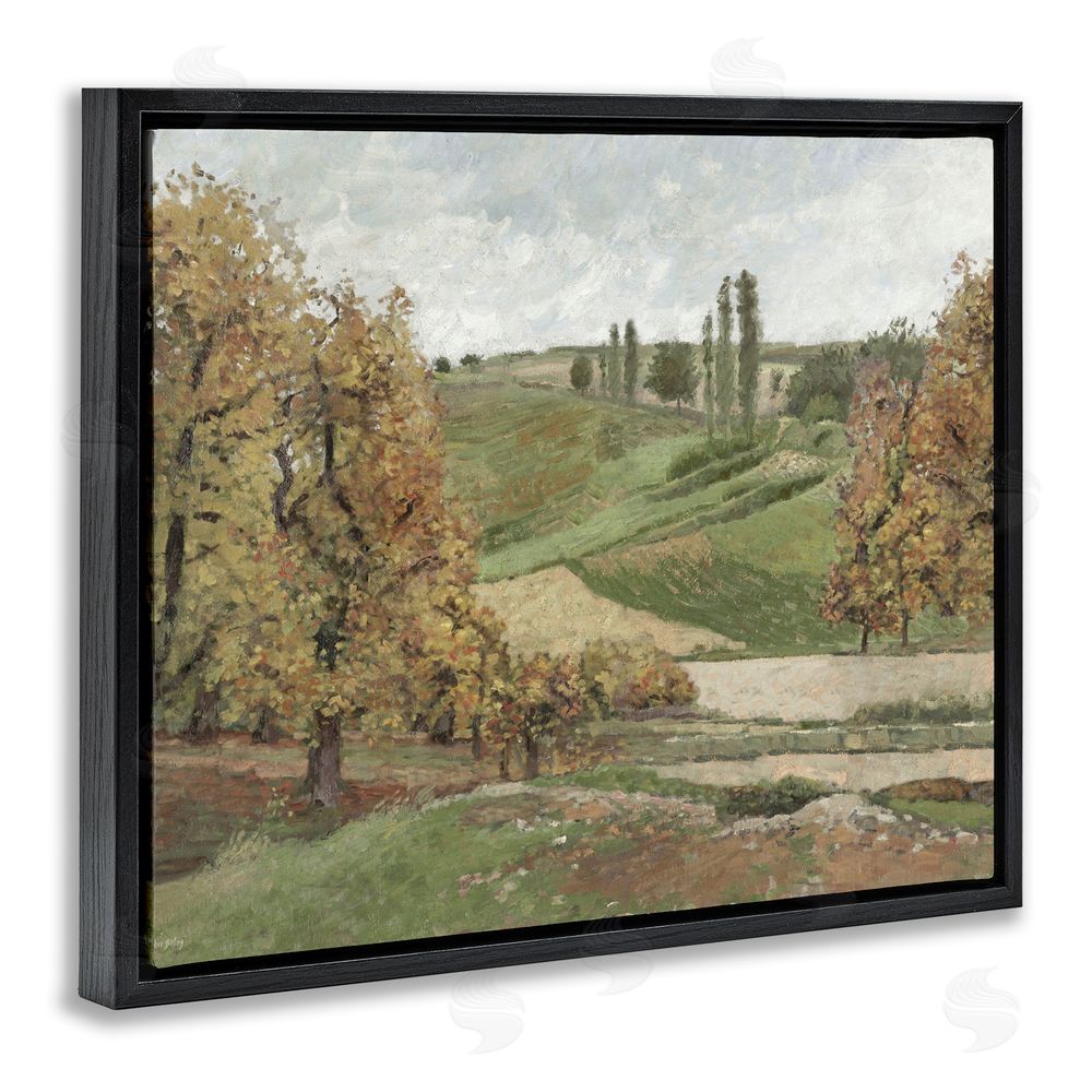 Amber Sterling Rural Hills with Fall Trees Black Floating Frame Canvas Wall Art Print