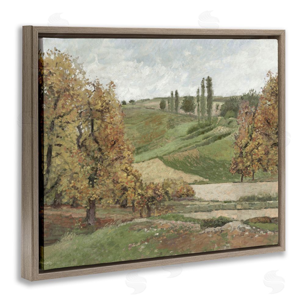 Amber Sterling Rural Hills with Fall Trees Brown Floating Frame Canvas Wall Art Print