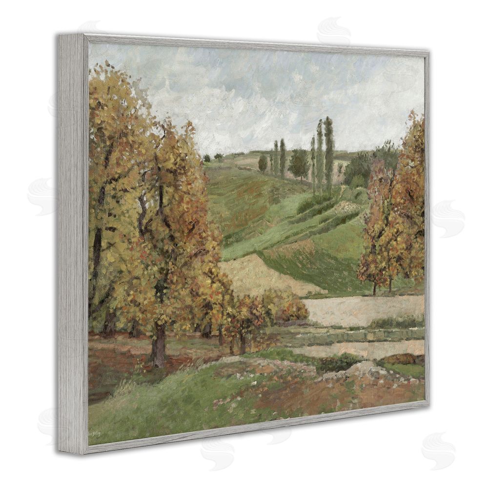Amber Sterling Rural Hills with Fall Trees Gray Framed Giclee Wall Art Print