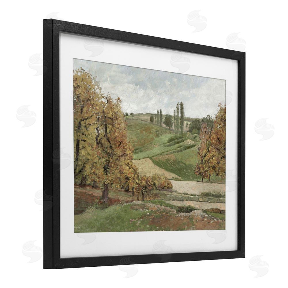 Amber Sterling Rural Hills with Fall Trees Black Framed Print Under Glass with White Mat Wall Art