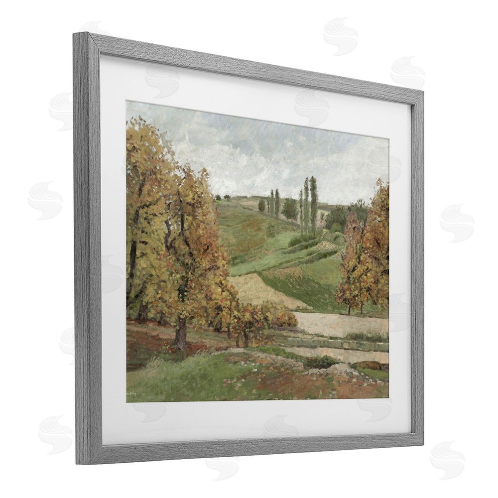 Amber Sterling Rural Hills with Fall Trees Gray Framed Print Under Glass with White Mat Wall Art