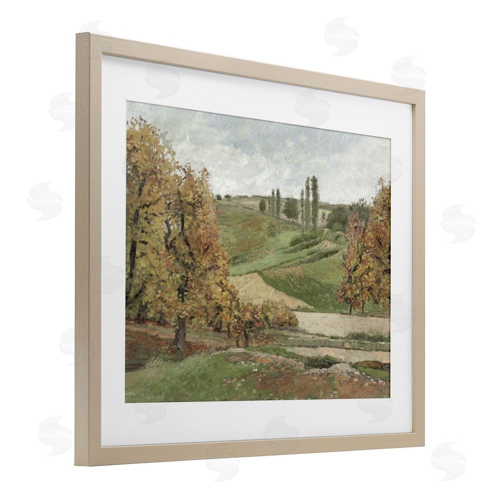 Amber Sterling Rural Hills with Fall Trees Birch Framed Print Under Glass with White Mat Wall Art