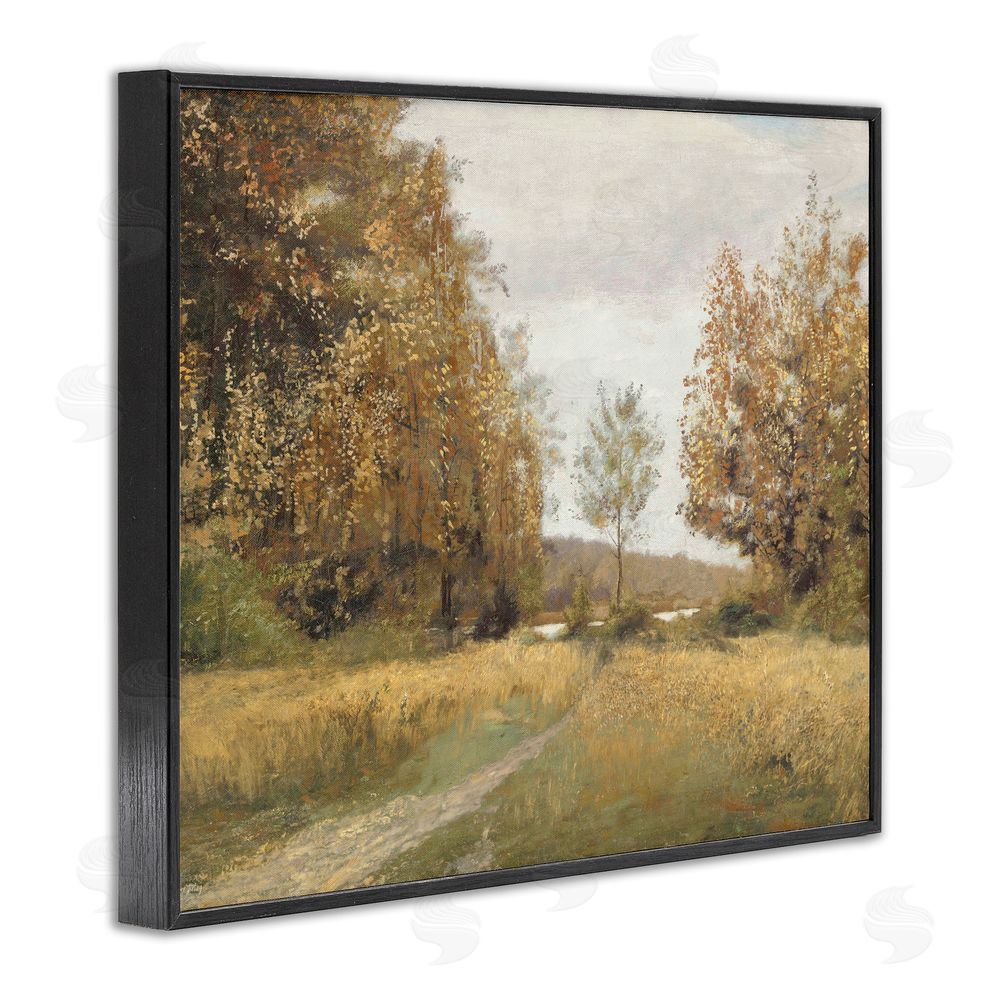 Amber Sterling Path Through Autumn Trees Black Framed Giclee Wall Art Print