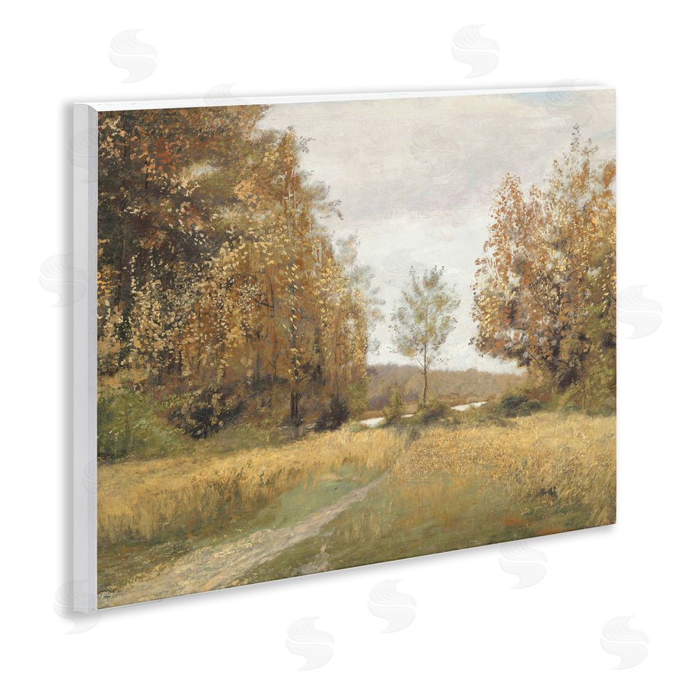 Amber Sterling Path Through Autumn Trees Wall Plaque Art Print