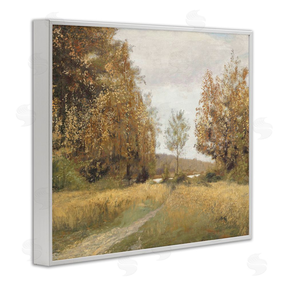 Amber Sterling Path Through Autumn Trees White Framed Giclee Wall Art Print