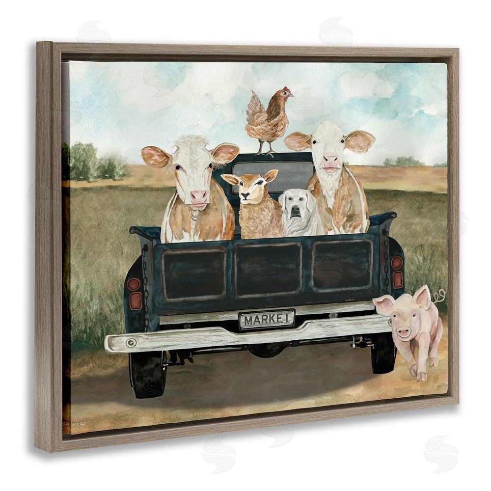 Cindy Jacobs Ready For A Farm Ride Brown Floating Frame Canvas Wall Art Print
