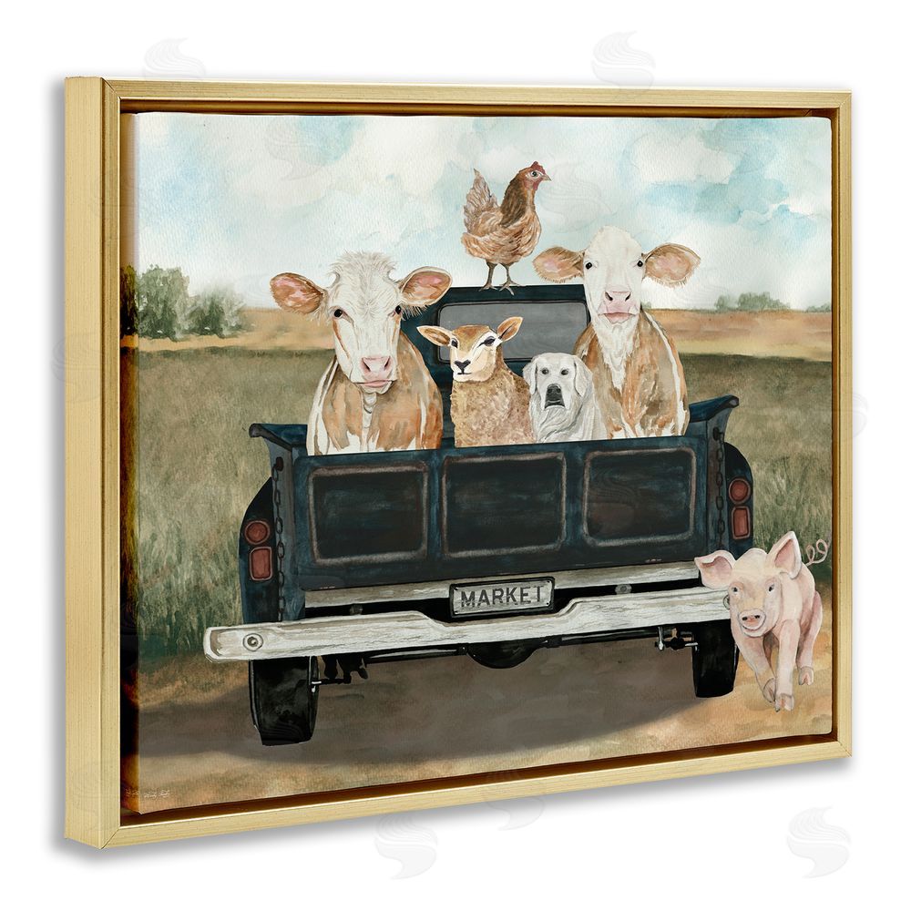 Cindy Jacobs Ready For A Farm Ride Gold Floating Frame Canvas Wall Art Print