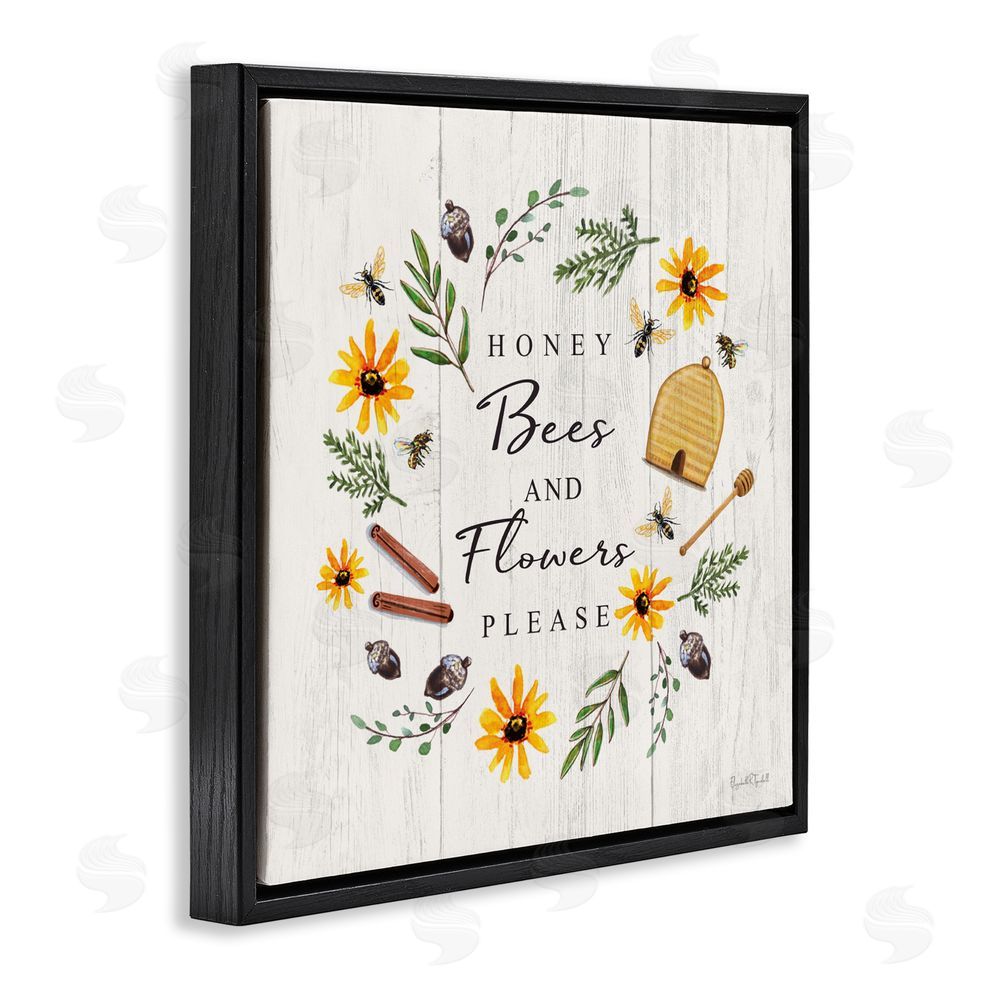 Elizabeth Tyndall Country Cottage Wreath & Quote Black Floating Frame Canvas Wall Art Print