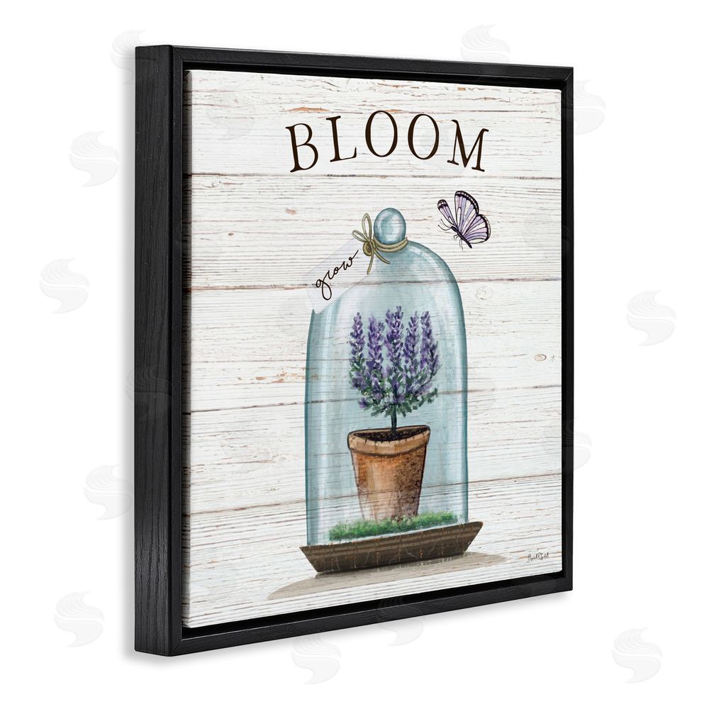 Elizabeth Tyndall Cottage Bloom in Bell Jar Black Floating Frame Canvas Wall Art Print
