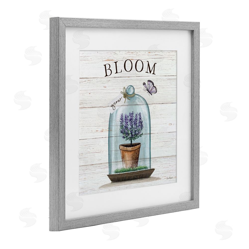 Elizabeth Tyndall Cottage Bloom in Bell Jar Gray Framed Print Under Glass Wall Art