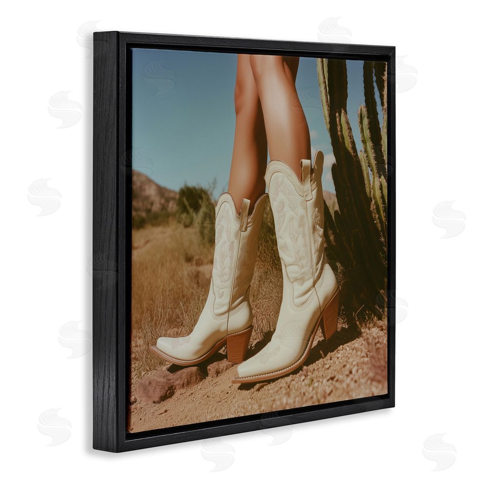 Heidi Kuntz Desert Boots Step Black Floating Frame Canvas Wall Art Print