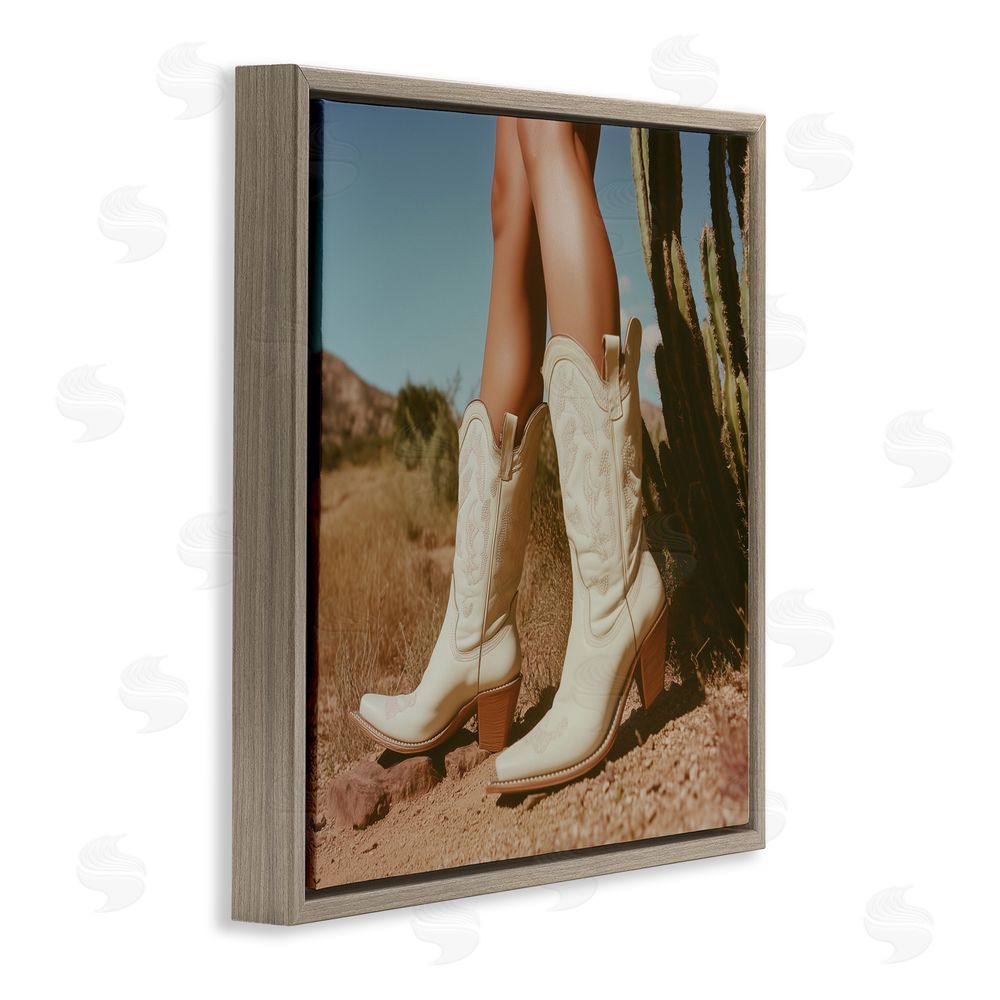 Heidi Kuntz Desert Boots Step Brown Floating Frame Canvas Wall Art Print