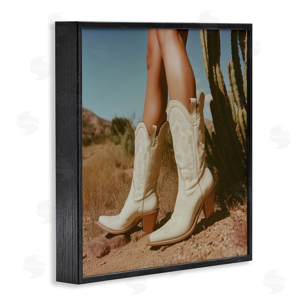 Heidi Kuntz Desert Boots Step Black Framed Giclee Wall Art Print