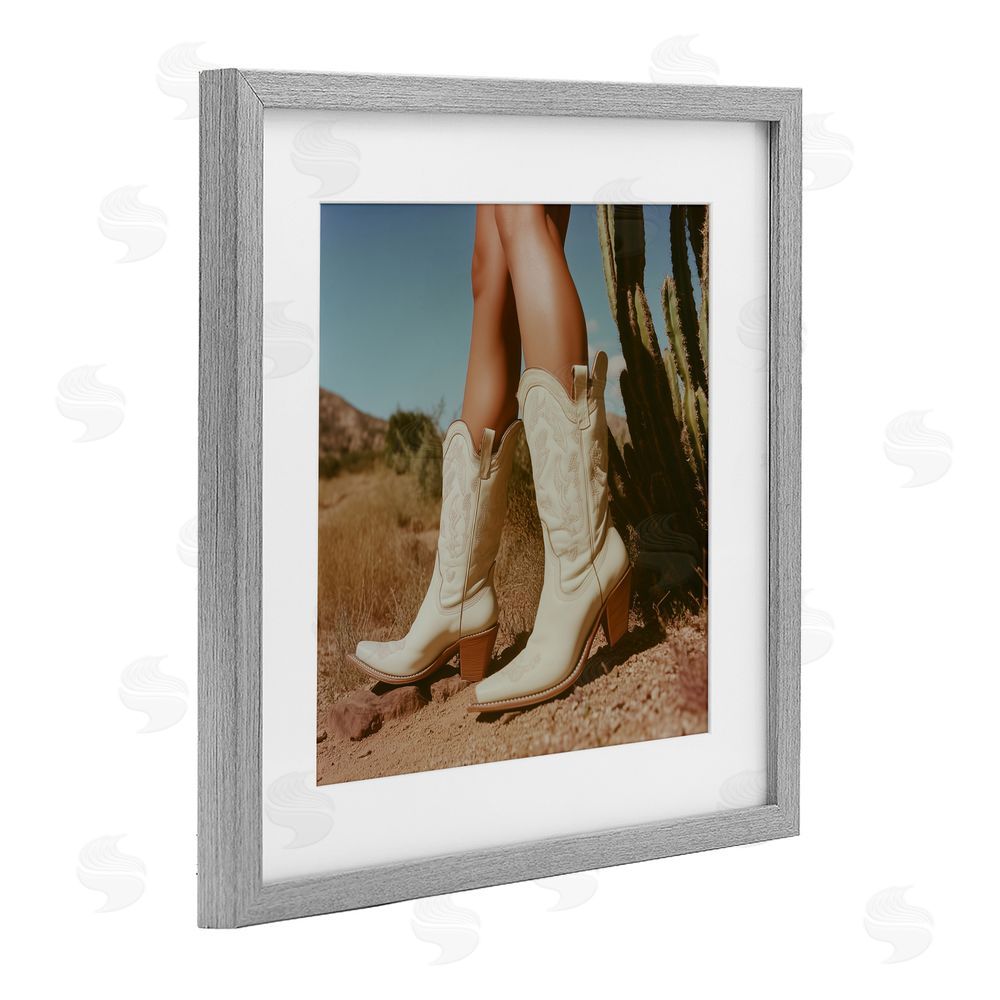 Heidi Kuntz Desert Boots Step Gray Framed Print Under Glass Wall Art