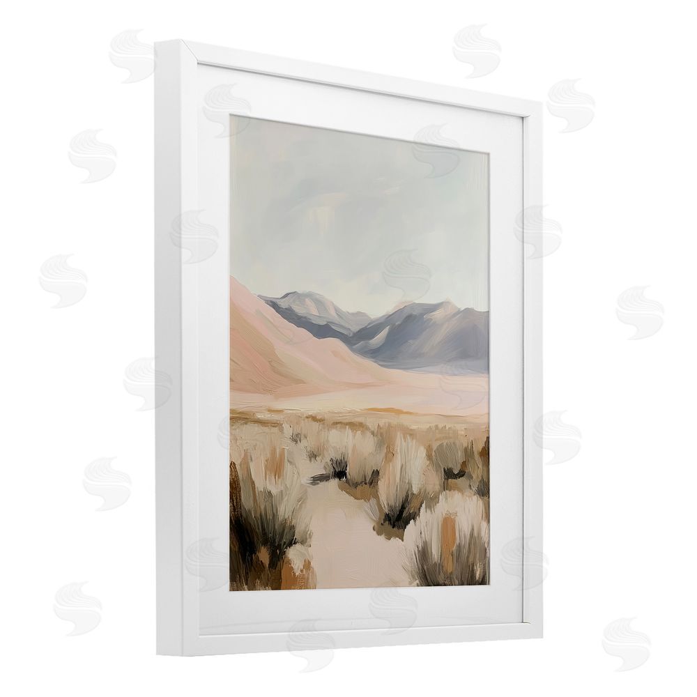 Heidi Kuntz Pastel Desert Solitude White Framed Print Under Glass Wall Art