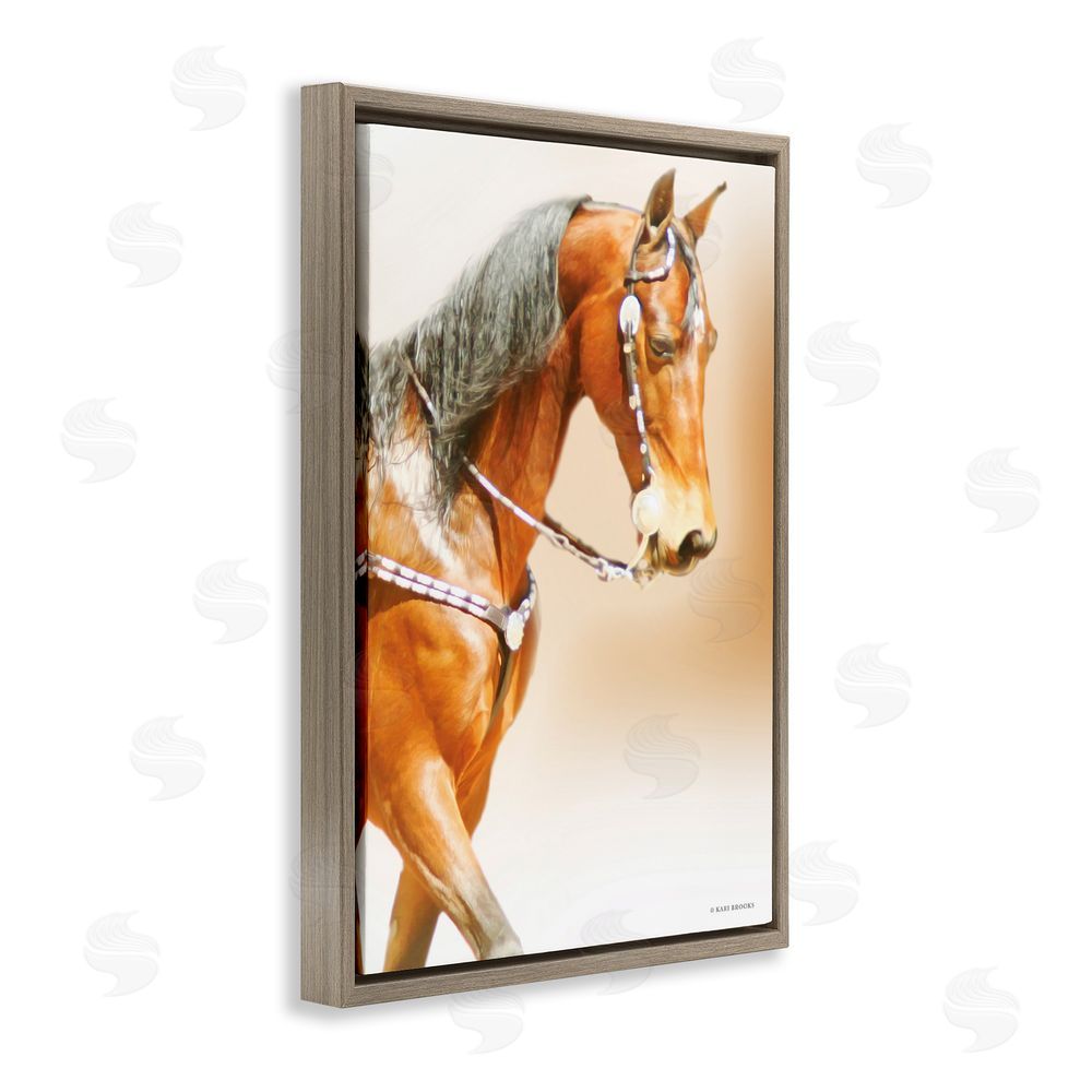 Kari Brooks Brown Majestic Horse Brown Floating Frame Canvas Wall Art Print