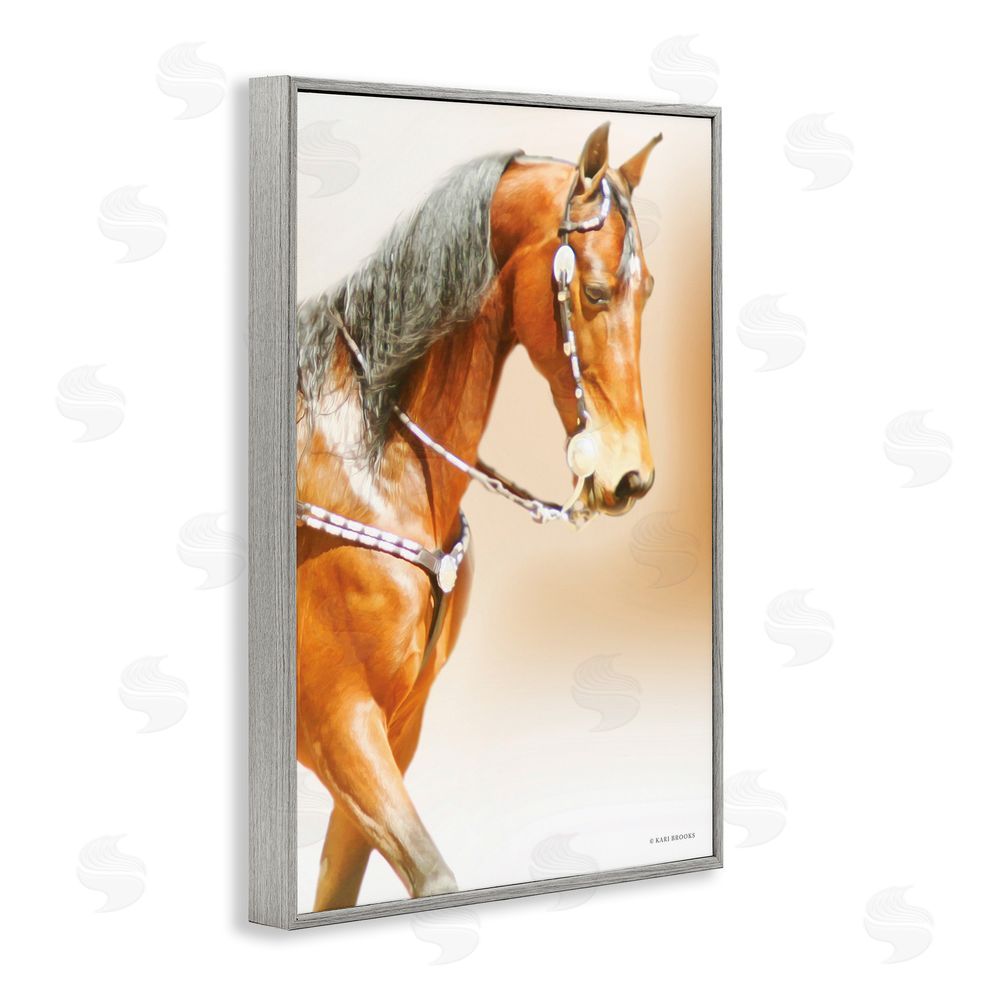 Kari Brooks Brown Majestic Horse Gray Framed Giclee Wall Art Print