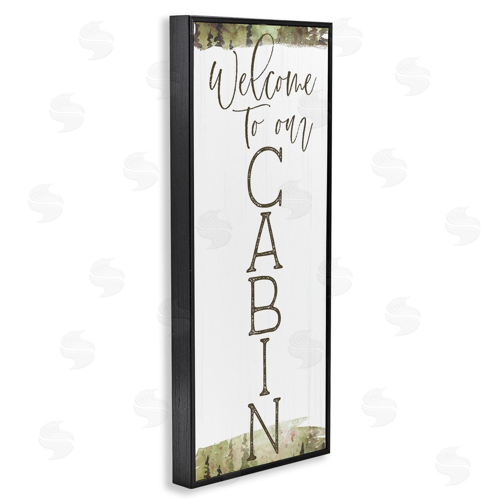 Lux + Me Designs Welcome To Our Cabin Green Black Framed Giclee Art Print