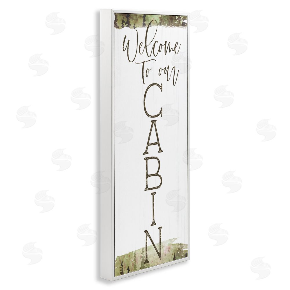 Lux + Me Designs Welcome To Our Cabin Green White Frame Giclee Art Print