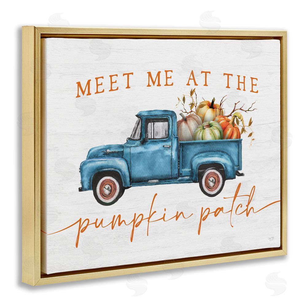 Lux + Me Designs Meet Me Pumpkin Patch Gold Floating Frame Canvas Wall Art Print