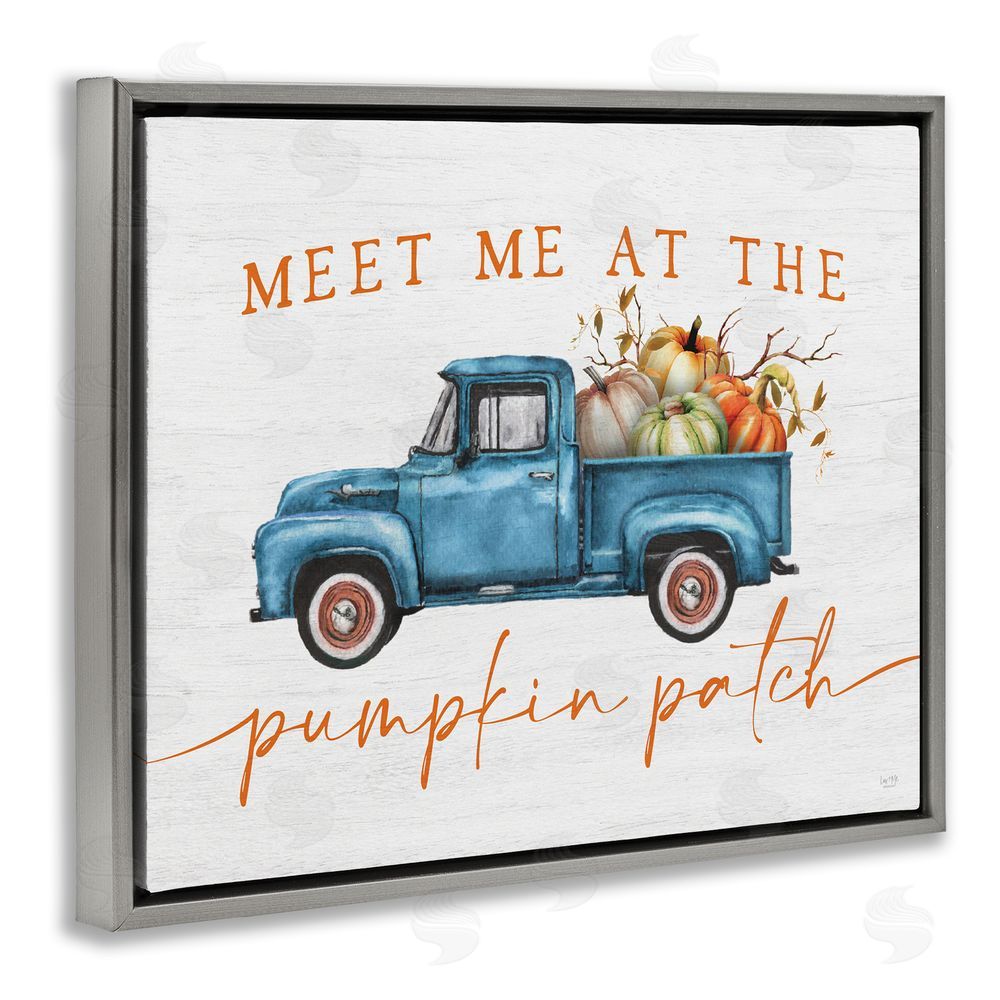 Lux + Me Designs Meet Me Pumpkin Patch Gray Floating Frame Canvas Wall Art Print