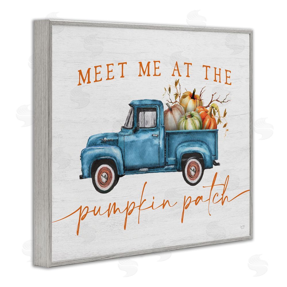 Lux + Me Designs Meet Me Pumpkin Patch Gray Framed Giclee Wall Art Print