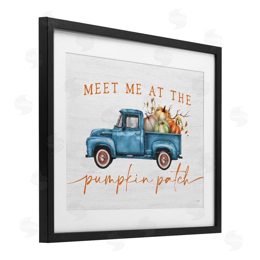 Lux + Me Designs Meet Me Pumpkin Patch Black Framed Print Under Glass with White Mat Wall Art